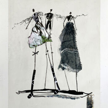 Drawing titled "people in the wind" by Claudia König (koenigsfigurine), Original Artwork, Ink