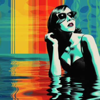 Digital Arts titled "SWIMMING POOL 23" by Claudia Sauter (Poptonicart), Original Artwork, Digital Collage