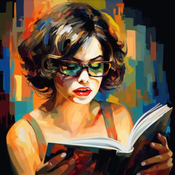 "READING WOMAN 2" başlıklı Dijital Sanat Claudia Sauter (Poptonicart) tarafından, Orijinal sanat, Dijital Kolaj