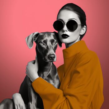 「MY DOG AND I」というタイトルの製版 Claudia Sauter (Poptonicart)によって, オリジナルのアートワーク, デジタルコラージュ