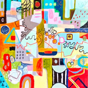 Картина под названием "Carrousel" - Claudia Dumont, Подлинное произведение искусства, Акрил Установлен на Деревянная панель