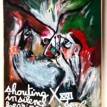 Painting titled "Shouting in silence…" by Claudie Baran, Original Artwork, Oil Mounted on Wood Stretcher frame