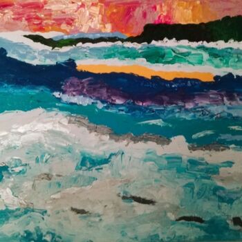 Peinture intitulée "Symphonie de vagues" par Claudie Savelli (CLAUDIE-SAVELLI-CLAUDIO), Œuvre d'art originale, Acrylique Mon…