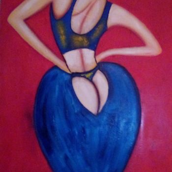 Painting titled ""l'indécente"" by Claudie Thedevuide, Original Artwork, Oil