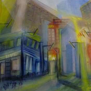 Peinture intitulée "Ville-en-lumieresd.…" par Claudine Fasan, Œuvre d'art originale