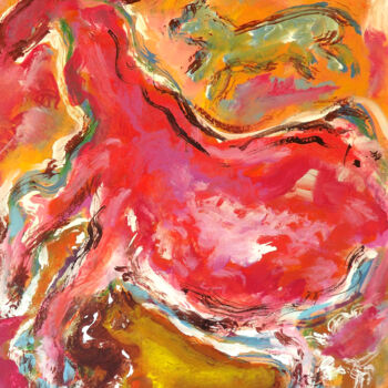 Peinture intitulée "0708-15-ane-rouge-6…" par Claudine Gregoire, Œuvre d'art originale, Acrylique