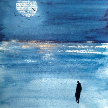 Pintura titulada "Sunset in the Blue" por Claudine Sieurin, Obra de arte original, Tinta