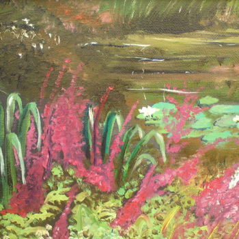 Peinture intitulée "reflet au bassin 1" par Claudine Viégas, Œuvre d'art originale