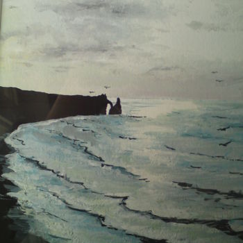Pittura intitolato "Reflet sur la mer à…" da Claudine Viégas, Opera d'arte originale, Olio