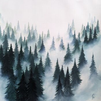 Pittura intitolato "Forêt hivernal" da Clemence Pressac, Opera d'arte originale, Olio
