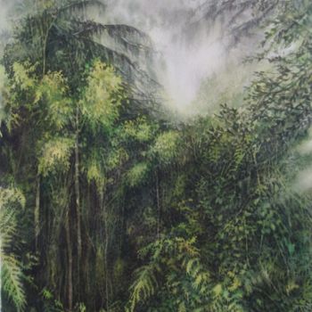 Pintura titulada "Forêt humide 1" por Clémence Wach, Obra de arte original, Acuarela