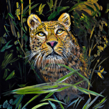 Картина под названием "The Tiger is watchi…" - Clement Tsang, Подлинное произведение искусства, Масло