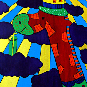 "The Colorful Giraffe" başlıklı Tablo Clement Tsang tarafından, Orijinal sanat, Petrol