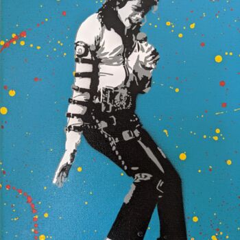 绘画 标题为“MJ” 由Click, 原创艺术品, 模版 安装在木质担架架上