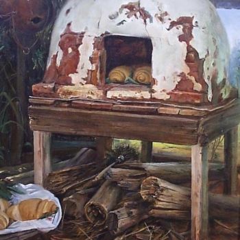 Pittura intitolato "Forno de assar pão." da Clodoaldo Martins, Opera d'arte originale, Olio