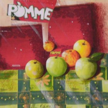 Schilderij getiteld "Six pommes" door Cloper, Origineel Kunstwerk