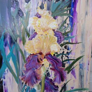 Malarstwo zatytułowany „Impression iris” autorstwa Cloper, Oryginalna praca, Olej