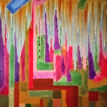 Painting titled "''Grotte''" by Clotilde Durand, Original Artwork, Pigments