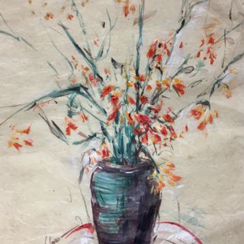 Painting titled "Fleurs" by Thu Huong Coco, Original Artwork, Acrylic