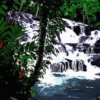 Digital Arts titled "DUNN'S RIVER FALLS" by Colin Tresadern, Original Artwork, Digital Painting