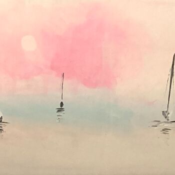Pintura titulada "Pinky sea fog" por Coline Quach (Maze), Obra de arte original, Acrílico Montado en Bastidor de camilla de…