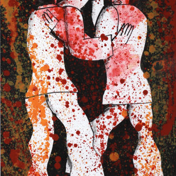 Peinture intitulée "Danseurs de tango" par Collection Tango, Œuvre d'art originale, Encre