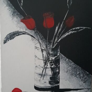 Pittura intitolato "Roses rouges" da Sight, Opera d'arte originale, Acrilico