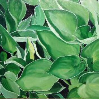 Schilderij getiteld "hosta's" door Lisa De Coninck-Matitaputty, Origineel Kunstwerk