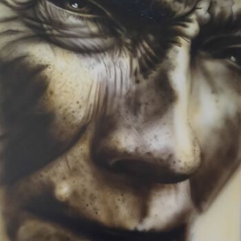 Painting titled "Clint" by Conrad Willemsen, Original Artwork, Airbrush Mounted on Wood Stretcher frame