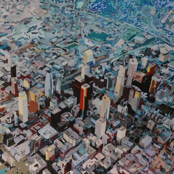 Pittura intitolato "Above Downtown" da Constantin Roucault, Opera d'arte originale, Olio