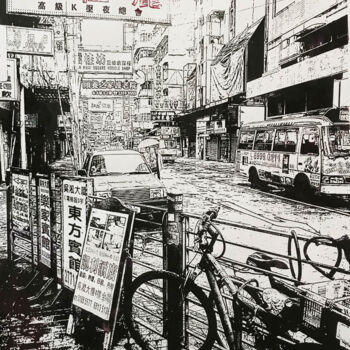 Printmaking titled "Hong Kong" by Constantin Roucault, Original Artwork, Screenprinting