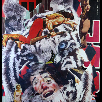 Collages titulada "Circus Tiger" por Antoine-Emmanuel Rousselle-Laurent, Obra de arte original, Collages