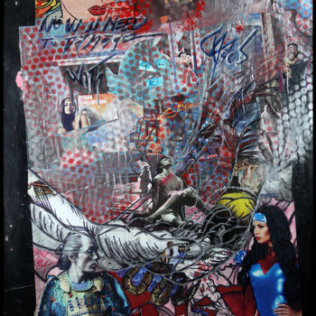 Collages titulada "Wonder woman Vs Jin…" por Antoine-Emmanuel Rousselle-Laurent, Obra de arte original, Collages
