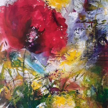 Malerei mit dem Titel "wild poppy" von Heike Renz, Original-Kunstwerk, Acryl