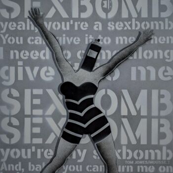 Pintura intitulada "SEX BOMBE" por Mister Blackwhite, Obras de arte originais, Tinta spray Montado em Armação em madeira