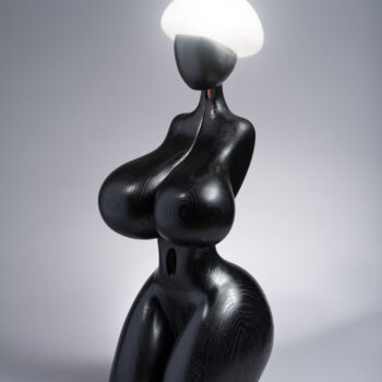 Design intitolato "Buste Chêne Lampe #1" da Corbello, Opera d'arte originale, Legno