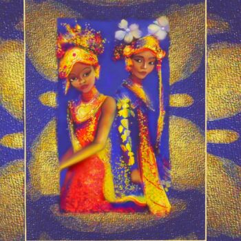 Artes digitais intitulada "Sisters in Bali" por Corinne Courlet, Obras de arte originais, Pintura digital