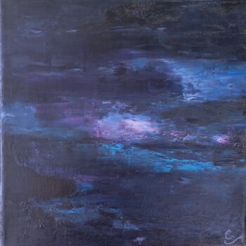 Painting titled "Horizon n°98 l'Isle…" by Corinne Foucouin, Original Artwork, Oil Mounted on Wood Stretcher frame