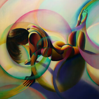 Peinture intitulée "Roundism - 02-12-14" par Corné Akkers, Œuvre d'art originale, Huile