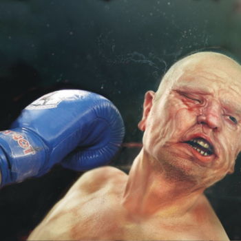 Painting titled "KNOCKOUT" by Costantino Di Renzo, Original Artwork, Oil
