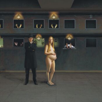 Pintura titulada "L'UOMO DELLE POMPE…" por Costantino Di Renzo, Obra de arte original, Oleo