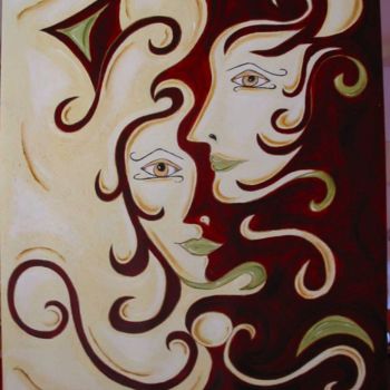 Painting titled "Le Visage Caché" by Cathy Doutault, Original Artwork