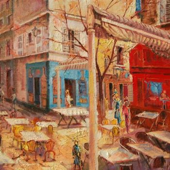 Painting titled "Restaurant en plein…" by Cousteau, Original Artwork