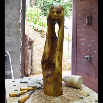 Sculpture titled "Izumi" by Rommel Cristina, Original Artwork, Wood