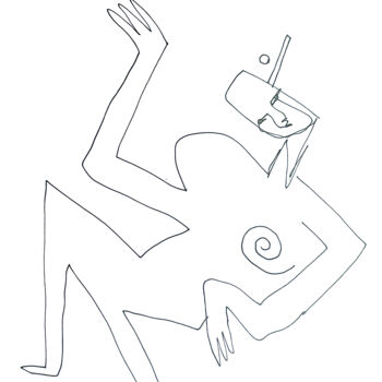 Drawing titled "Primal Move" by Cristian Tonea, Original Artwork, Ballpoint pen