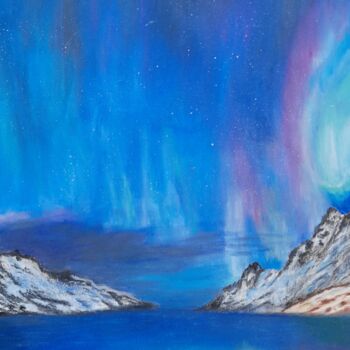 Painting titled "Aurora Boreal 1" by Cristina Teixeira, Original Artwork, Pastel