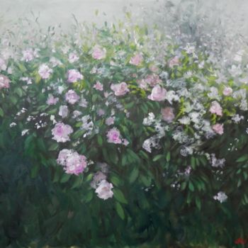 Картина под названием "Rosas silvestres ho…" - Cristina Del Rosso, Подлинное произведение искусства, Масло