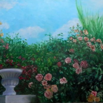 Painting titled "Jardines Zizurtarra…" by Cristina Del Rosso, Original Artwork, Oil