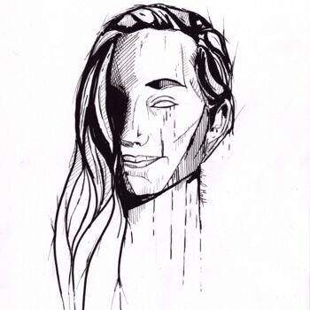 Drawing titled "Laura 001" by Critical Matt, Original Artwork, Ink