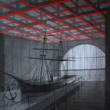 Pittura intitolato "Yacht club interior" da Curlydafna, Opera d'arte originale, Matita